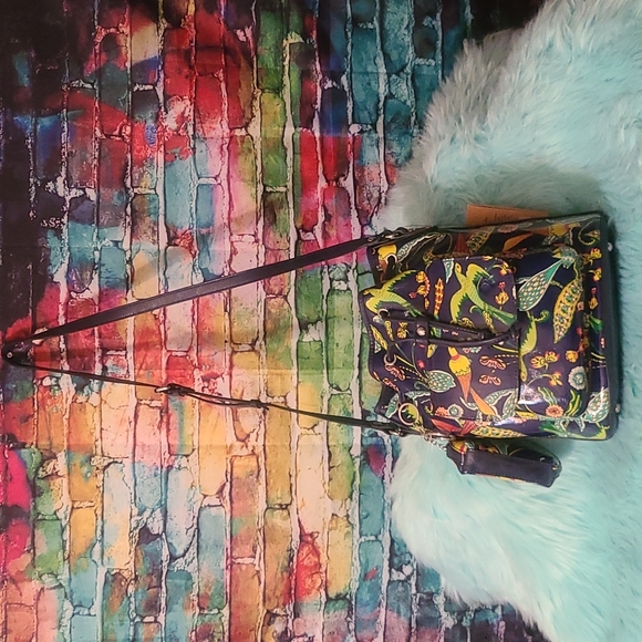 Patricia Nash birds of paradise Sabina Leather Drawstring purse - Picture 3 of 11